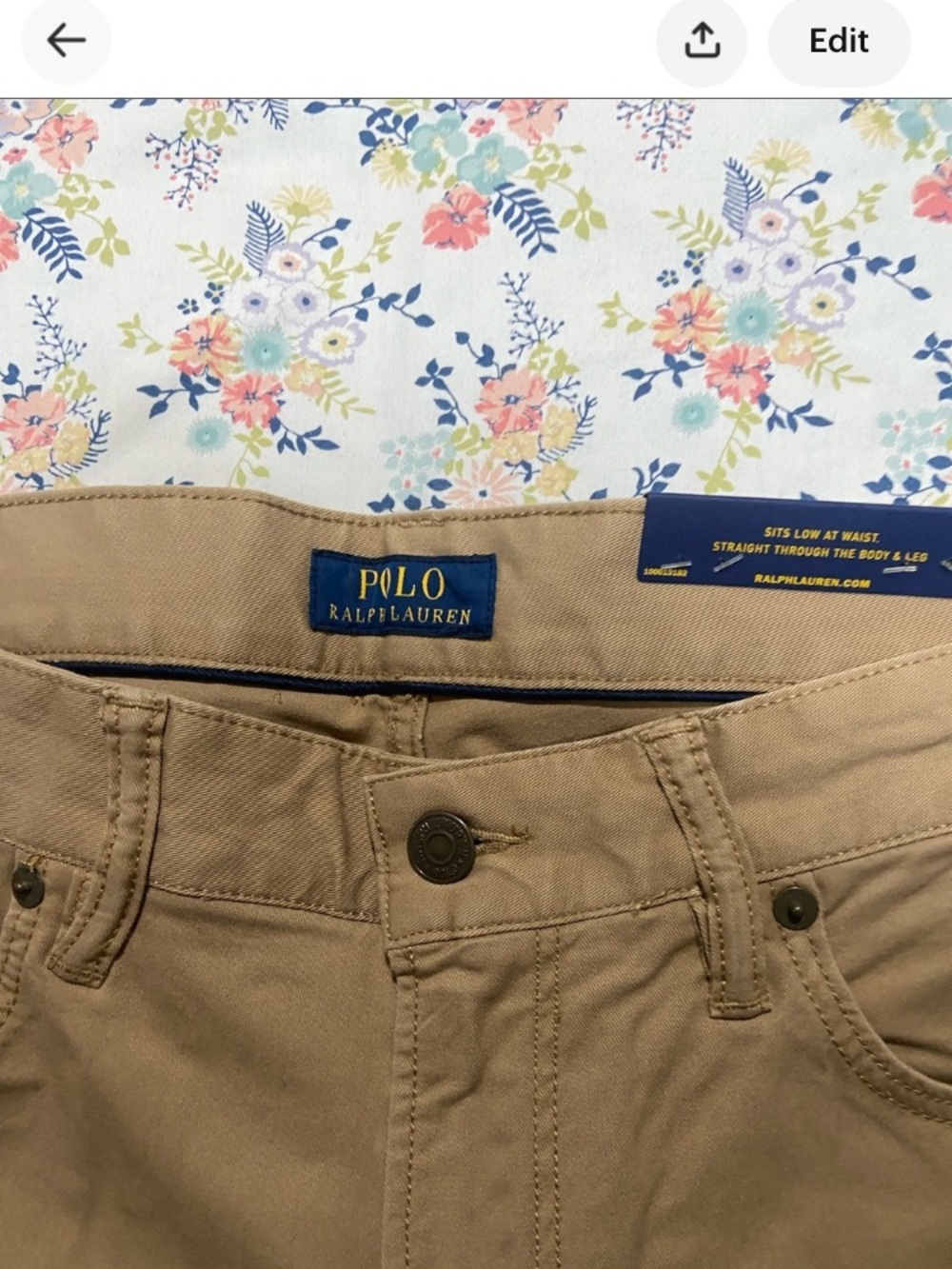 Ralph Lauren Beige/Tan Straight Fit Pants